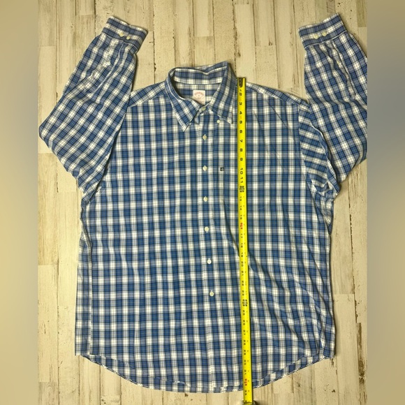 Brooks Brothers Madison Fit  Stretch Button Down Shirt Mens XL Plaid Blue - Picture 6 of 13